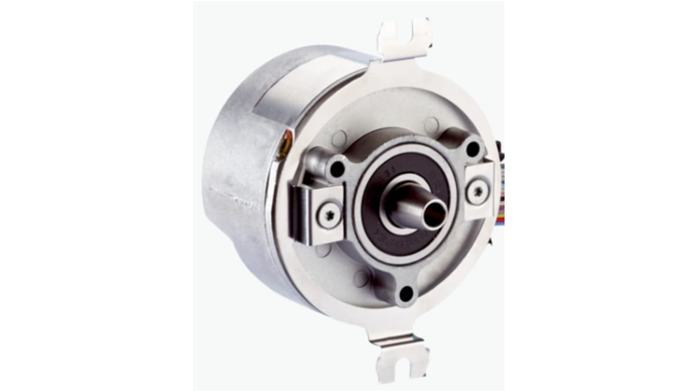 Encoder rotativo Sick CFS50-AAZ0-S01, 4096 impulsi/giro, albero 7 mm, interfaccia TTL, IP40, dimensioni 53x53x40 mm.