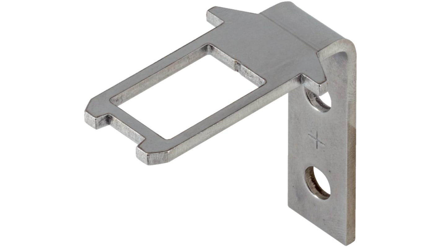 Attuatore rigido Sick iE110-A6 in metallo, design angolare, con funzione di overrun e viti di sicurezza per installazione.