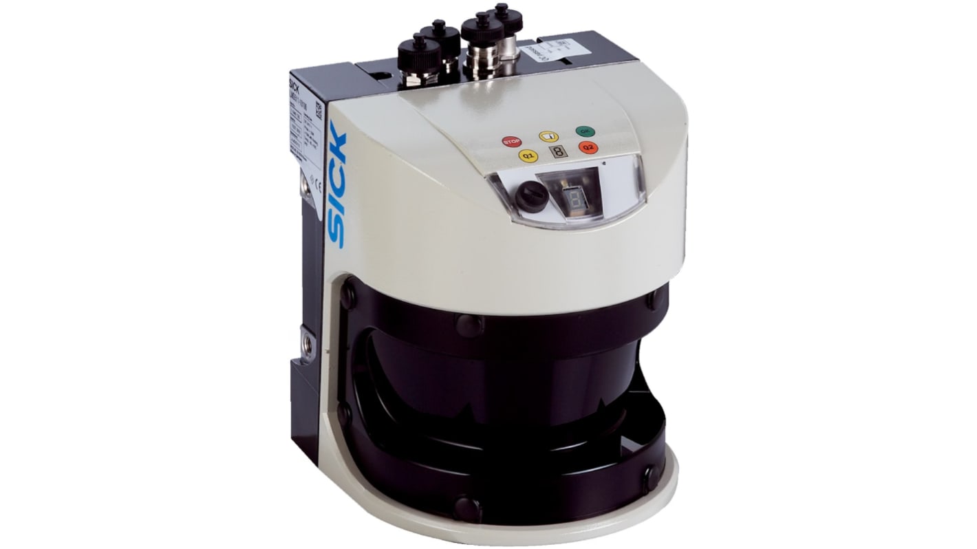 Scanner laser di sicurezza Sick LMS511-10100 PRO, LIDAR 2D, range 0,2-80 m, custodia IP65/IP67, dimensioni 160 x 155 x 185 mm.
