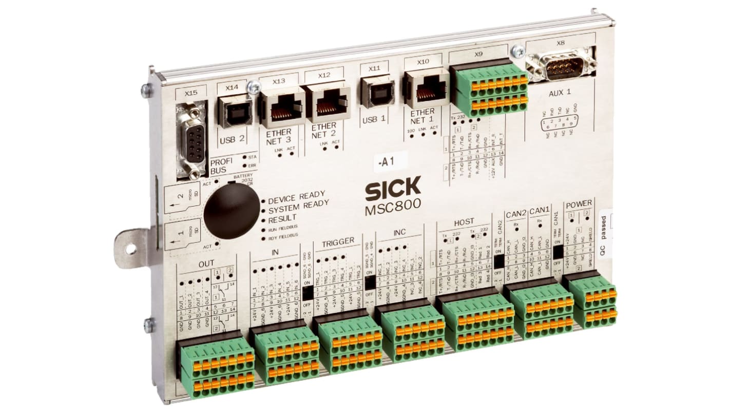 Regolatore logico Sick MSC800-0000 per sensori, operante tra 0 e 40 gradi Celsius, per applicazioni di tracciabilità.