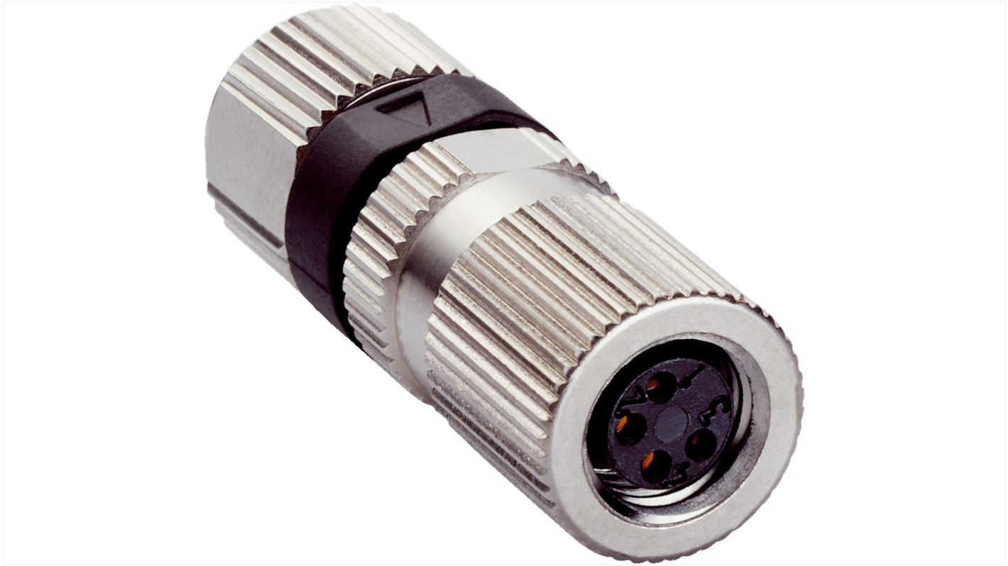 Connettore di potenza femmina SICK DOS-0804-GPC, 4 pin, montaggio su cavo, IP68, corrente 4 A, tensione 30 V, design diritto.