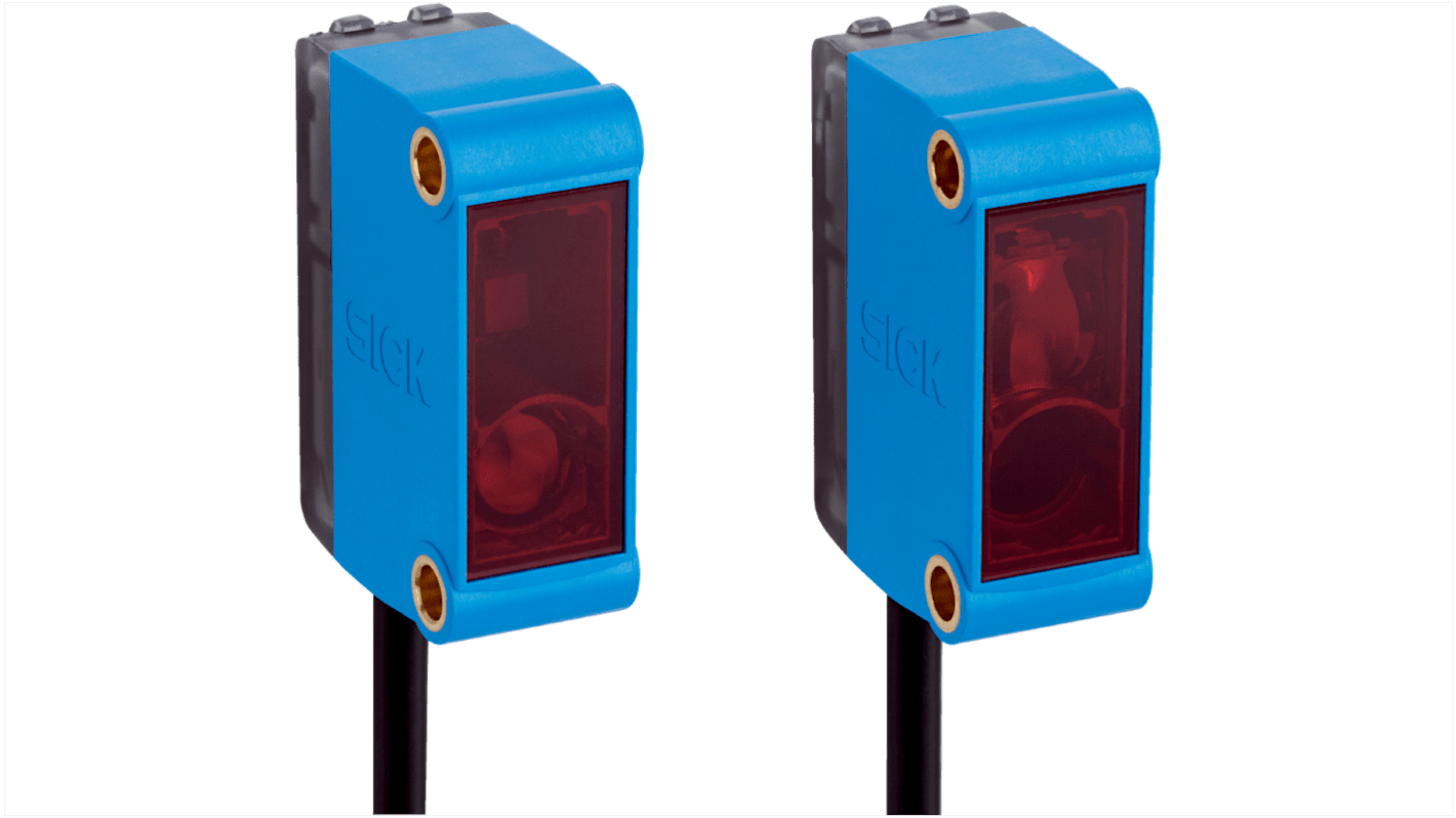 Sensore fotoelettrico rettangolare Sick GSE6-P1121S14, rilevamento fino a 14,5 m, uscita PNP, montaggio a pannello, IP67.