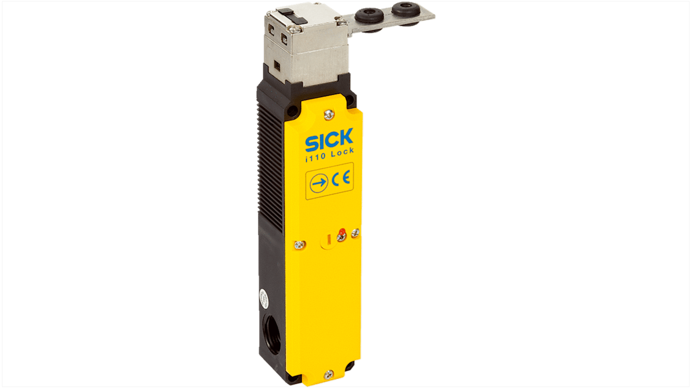 Interruttore di sicurezza Sick i110-E0233, 2NC/1NA, IP67, alimentazione 230V, dimensioni 42 x 190 x 40mm, custodia plastica rinforzata.