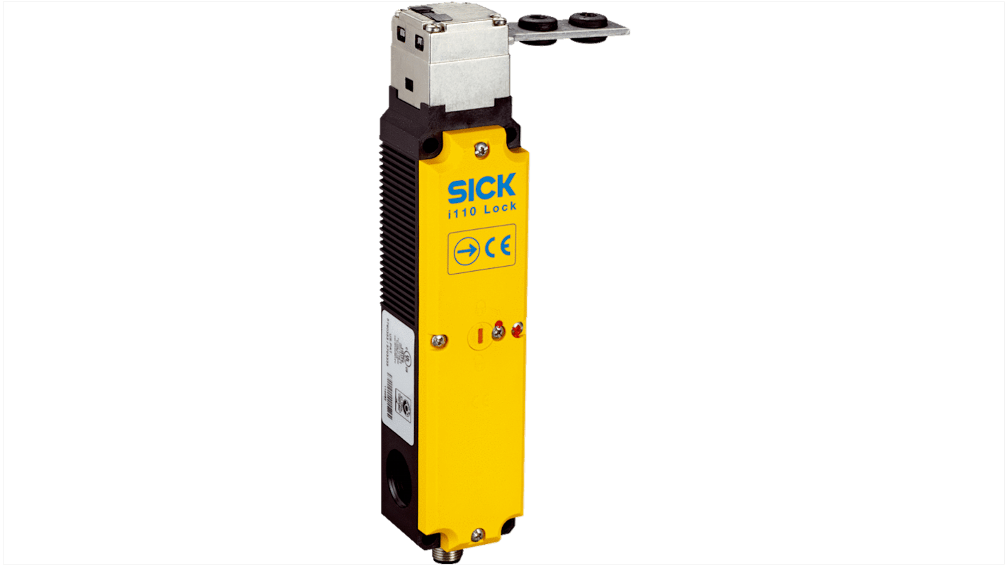 Interruttore di sicurezza Sick i110-E0454, 2NC, IP67, alimentazione 24V, dimensioni 42 x 190 x 40 mm, con blocco in metallo.