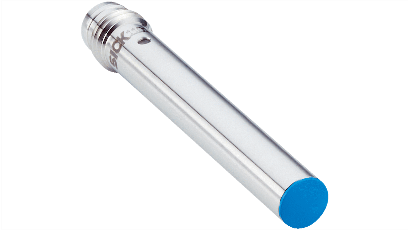 Sensore di prossimità induttivo cilindrico PNP Sick IHM06-02BPSVT0S, con gamma di rilevamento 2 mm, custodia in acciaio inox, grado di protezione IP67.