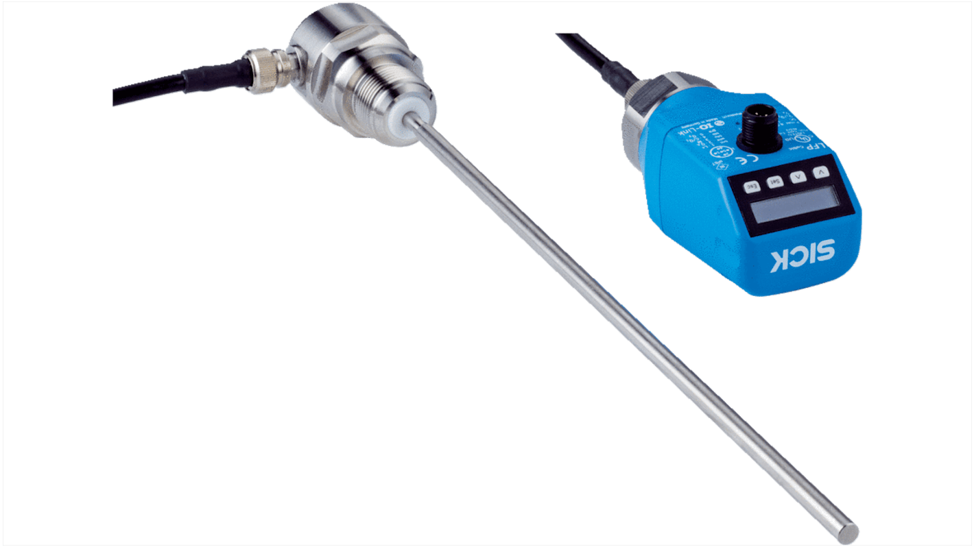 Sensore di livello Sick LFP0500-A5DMC, TDR, corpo in plastica PBT, uscita PNP, lunghezza cavo 500mm, interfaccia IO-Link.