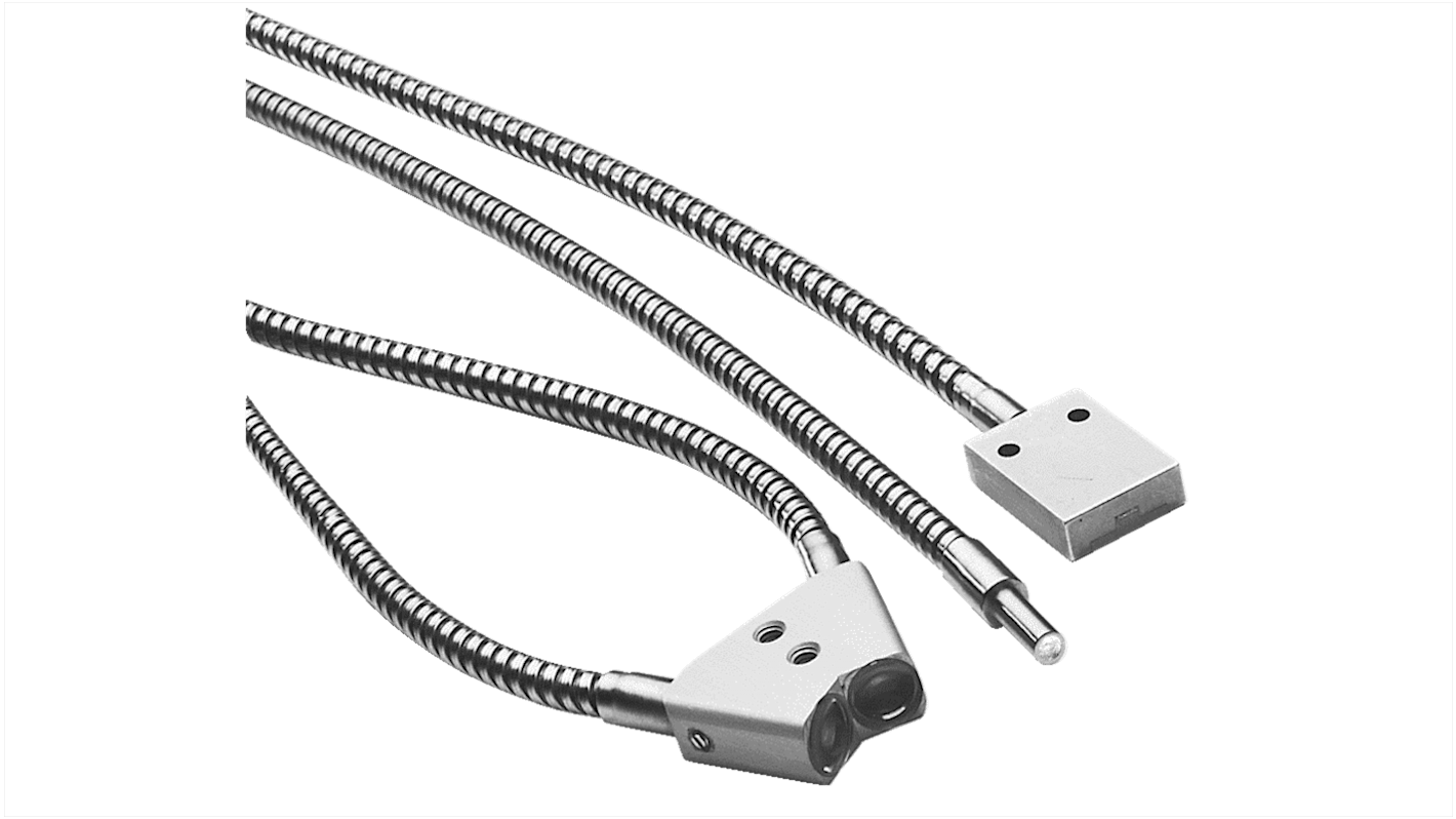 Sensore per fibre ottiche Sick LISAT321800, con trasmettitore e ricevitore integrati, lunghezza fibra 1800 mm, custodia in acciaio inox.