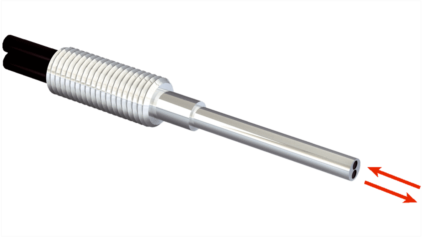 Sensore per fibre ottiche Sick LL3-DB06, tipo M6, con rilevamento fino a 760 mm e custodia in acciaio inox.