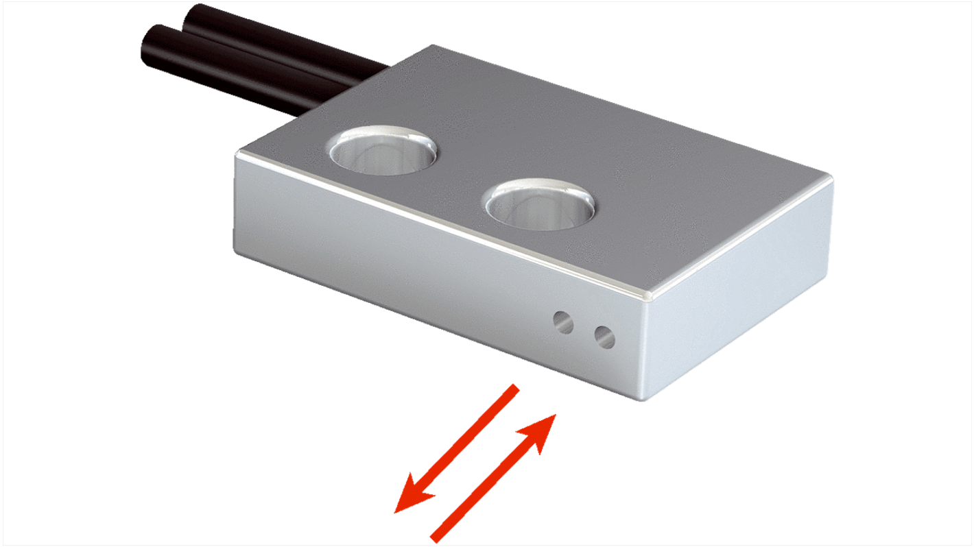 Sensore per fibre ottiche Sick LL3-DC47, custodia in acciaio inox, rilevamento fino a 90 mm, tempo di risposta 8 ms.