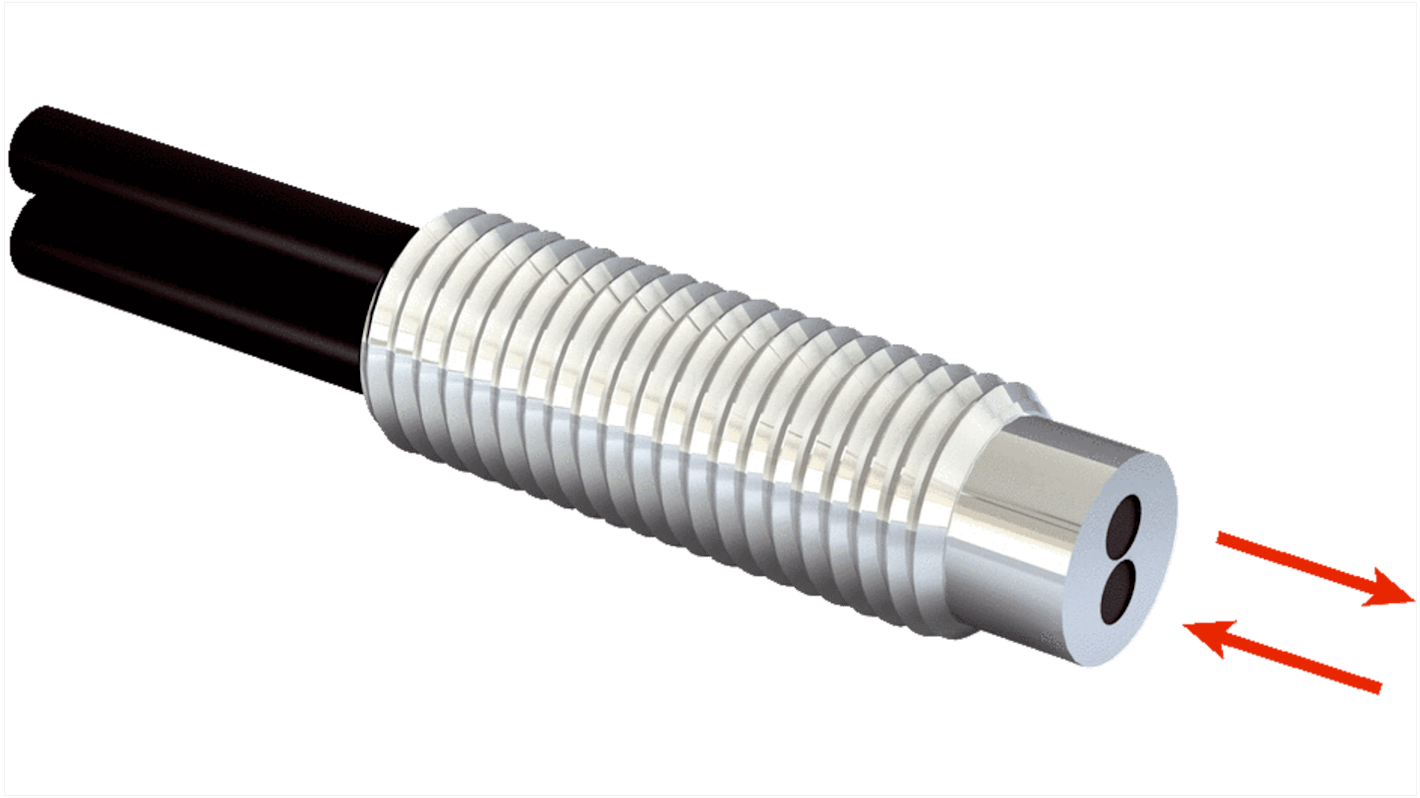 Sensore per fibre ottiche Sick LL3-DH01, M6, rilevamento fino a 1500 mm, custodia in acciaio inox, montaggio su cavo.