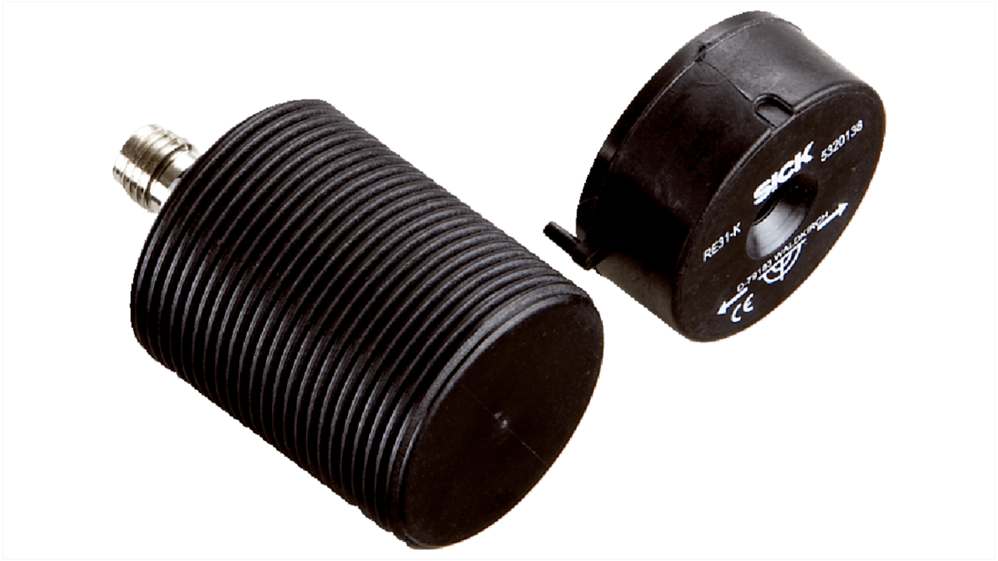 Interruttore di sicurezza Sick RE31-DAC, IP67, con contatti 1NA/1NC e attuatore magnetico, montaggio compatto.