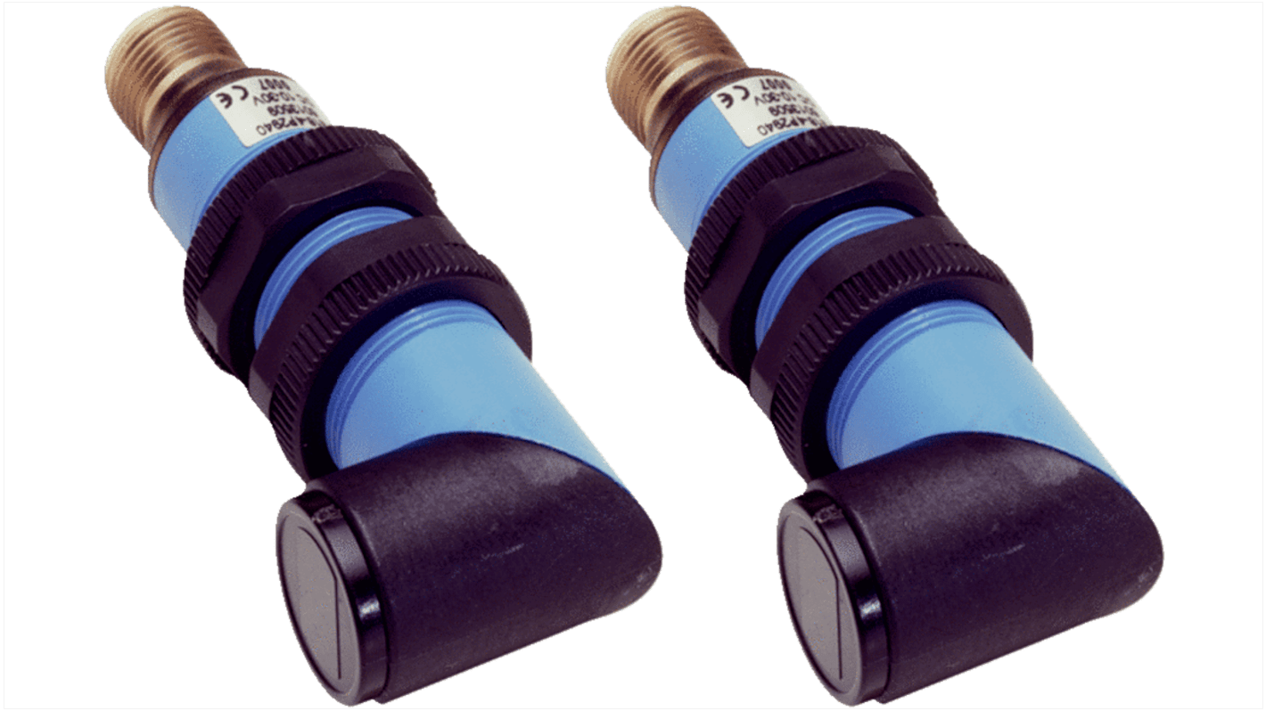 Sensore fotoelettrico cilindrico Sick VS/VE18-3P3840, rilevamento fino a 20 m, con connettore M12, grado di protezione IP67.