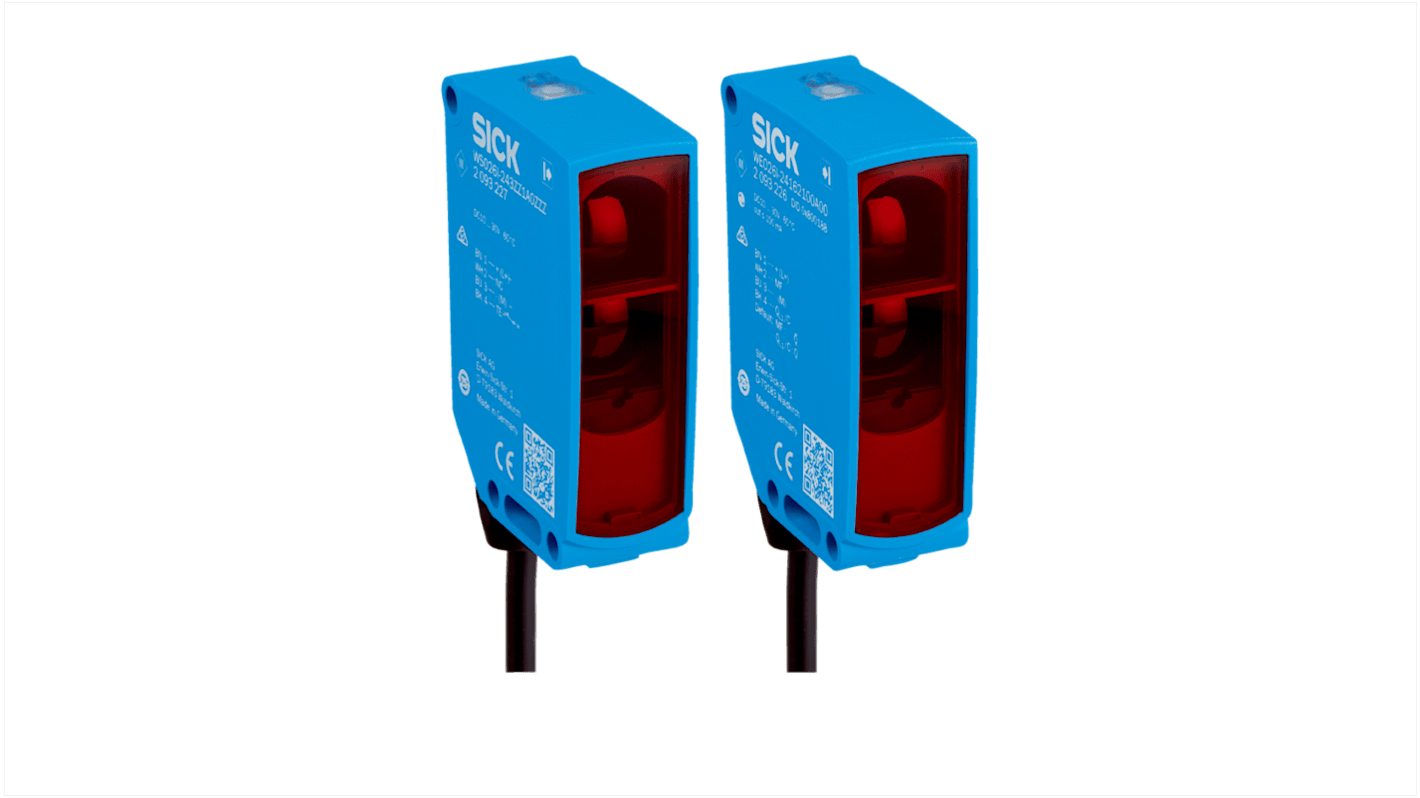 Sensore fotoelettrico rettangolare Sick WSE26I-1H162100A00, rilevamento fino a 60 m, uscita PNP/NPN, grado di protezione IP67.