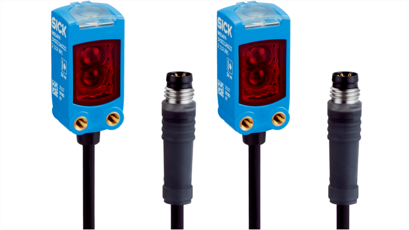 Sensore fotoelettrico rettangolare Sick WSE4FP-31312100ZZZ, rilevamento fino a 10 m, montaggio a pannello, grado di protezione IP66/IP67.