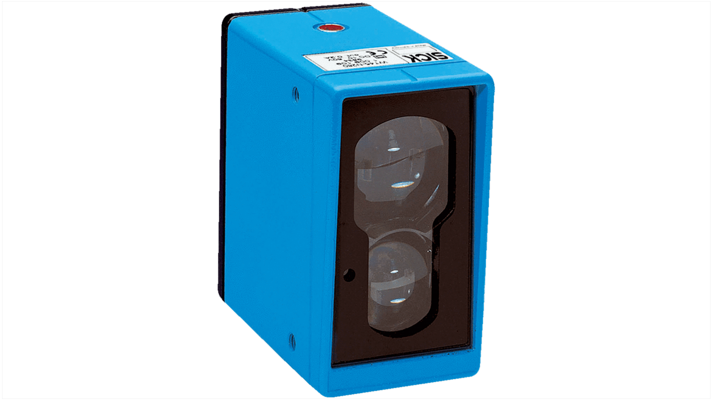 Sensore fotoelettrico rettangolare Sick WT45-R260 con soppressione di sfondo, grado di protezione IP67, montaggio a pannello.