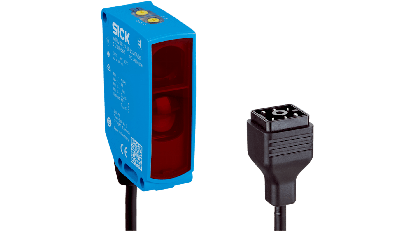 Sensore fotoelettrico rettangolare Sick WTB26P-39721122ZZZ, rilevamento fino a 1600 mm, montaggio a pannello, IP65.