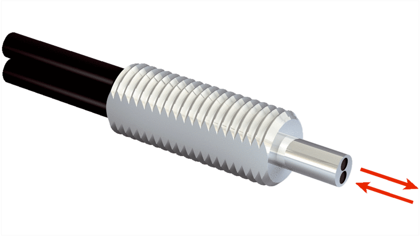 Sensore per fibre ottiche Sick LL3-DH02, M6, rilevamento fino a 1000 mm, custodia in acciaio inox, montaggio su cavo.
