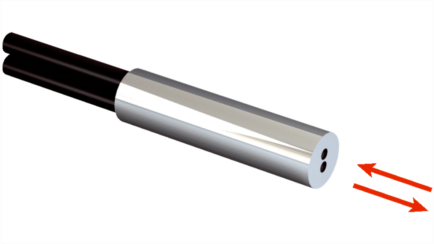 Sensore per fibre ottiche Sick LL3-DT03, rilevamento 360-580 mm, custodia in acciaio inox, montaggio su cavo, lunghezza 2.01 m.