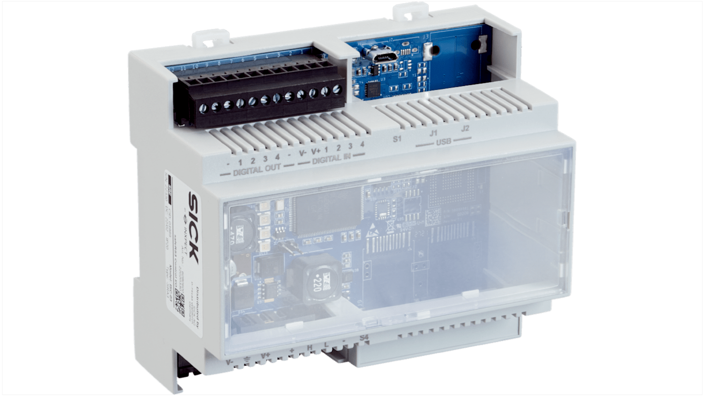 Interruttore di sicurezza senza contatto Sick SRA3-AAC100ZANI, 24V cc, IP20, custodia plastica, dimensioni 105x58x103 mm.