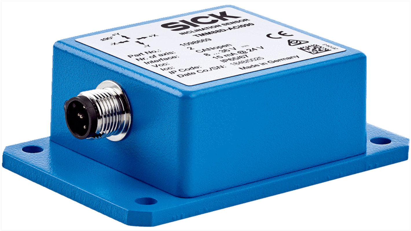 Sensore magnetico di velocità Sick TMM88D-ACI090, alimentazione 8-36 V dc, IP67/IP69K, dimensioni 90x58x31 mm.