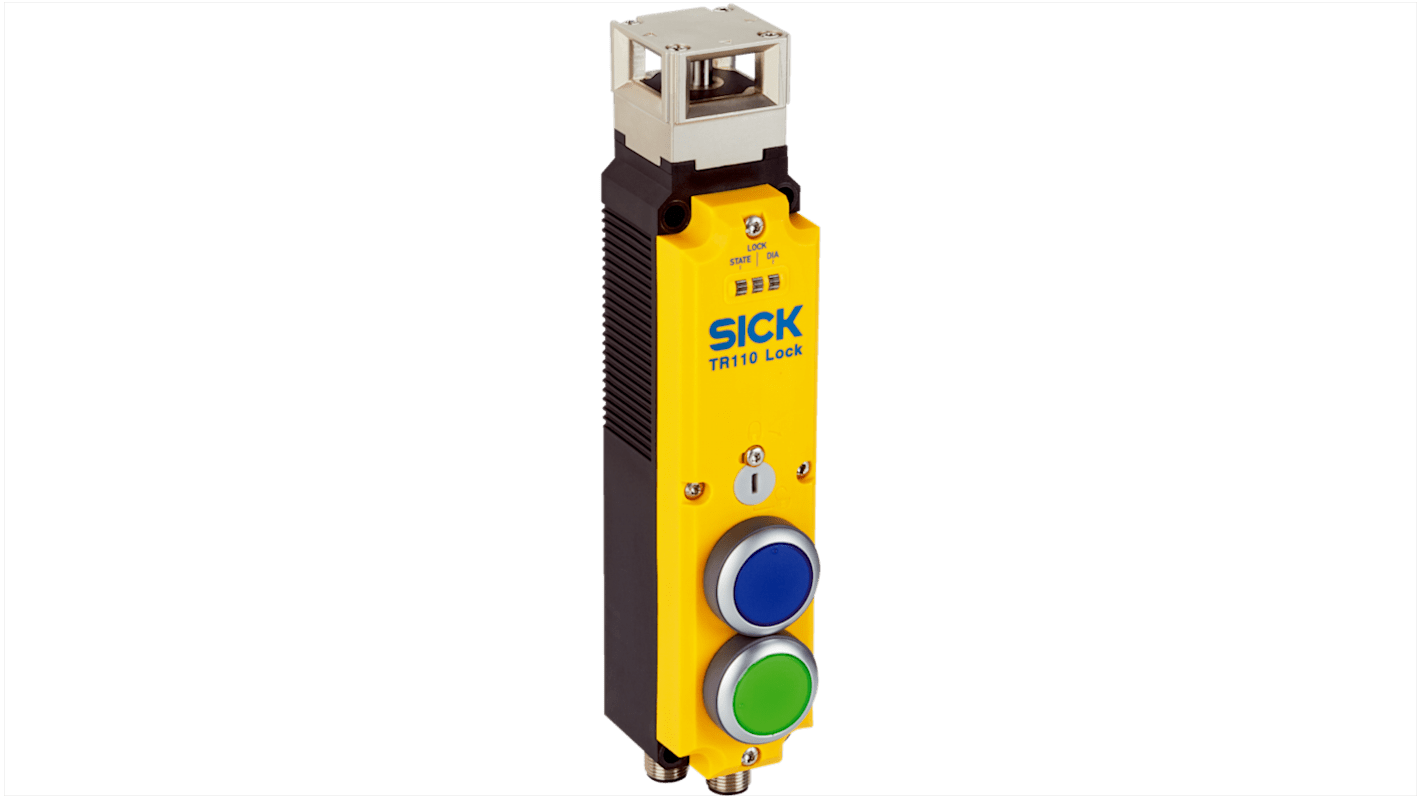 Interruttore di sicurezza Sick TR110, IP65, 24V cc, dimensioni 42 x 190 x 40 mm, monitoraggio porta secondo EN ISO 13849.