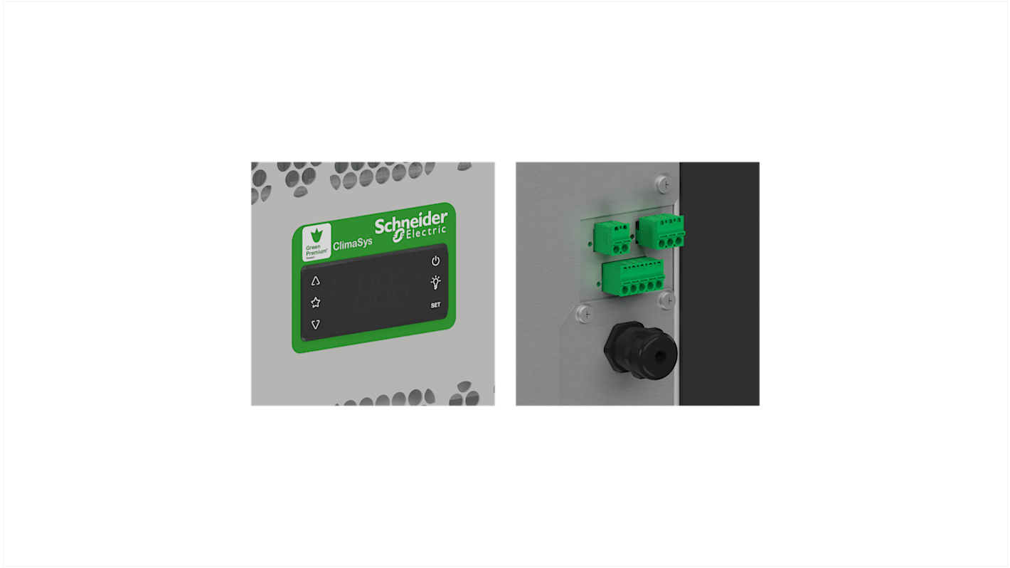 Controller Schneider Electric ClimaSys NSYCUSP010DG, 230 V, dimensioni 100 x 35 x 70 mm, per controllo ambientale.