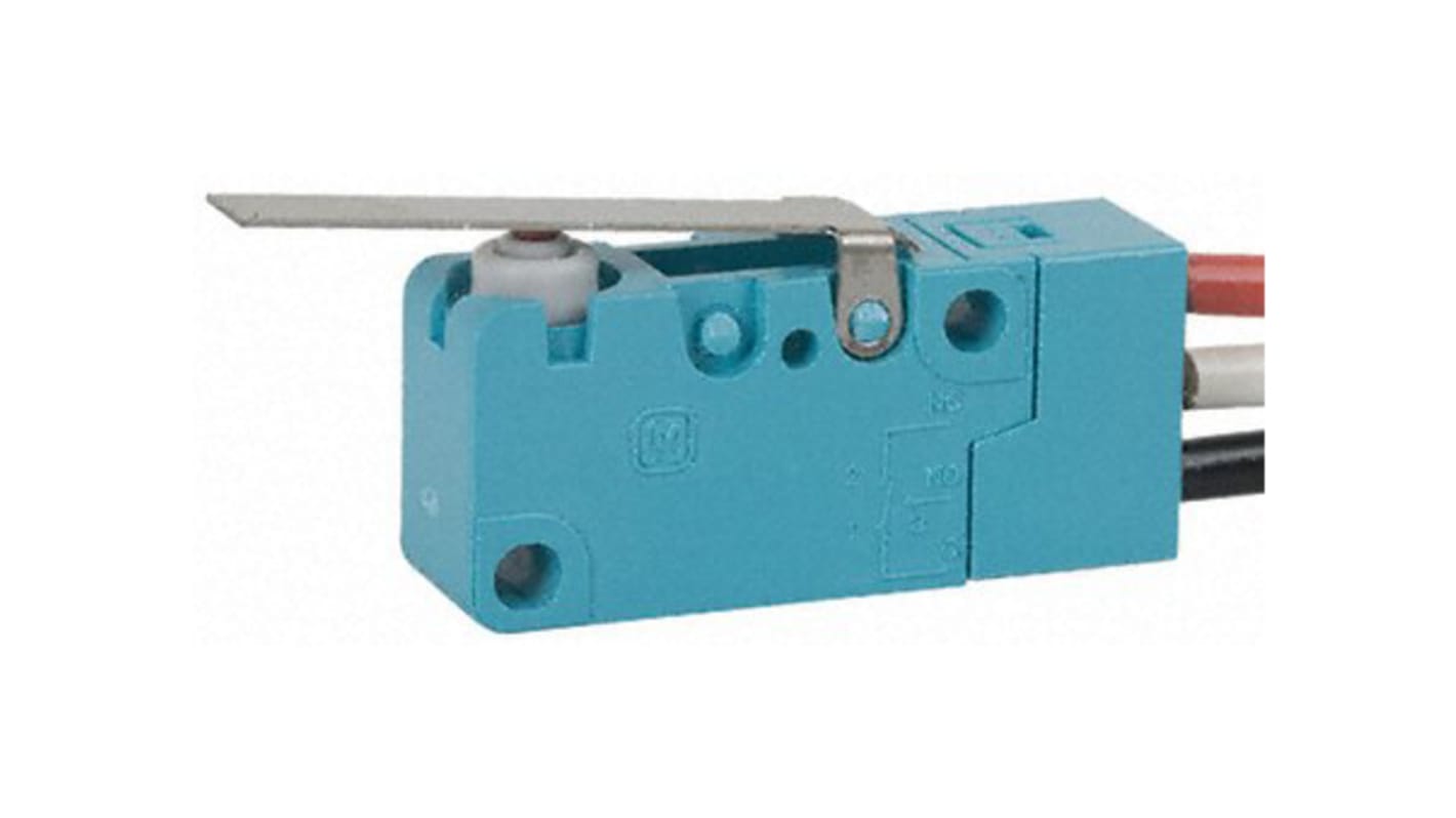 Microinterruttore Panasonic ABV161261 1CO, IP67, dimensioni 33x15,9x10,3 mm, corrente nominale 3A, struttura sigillata.