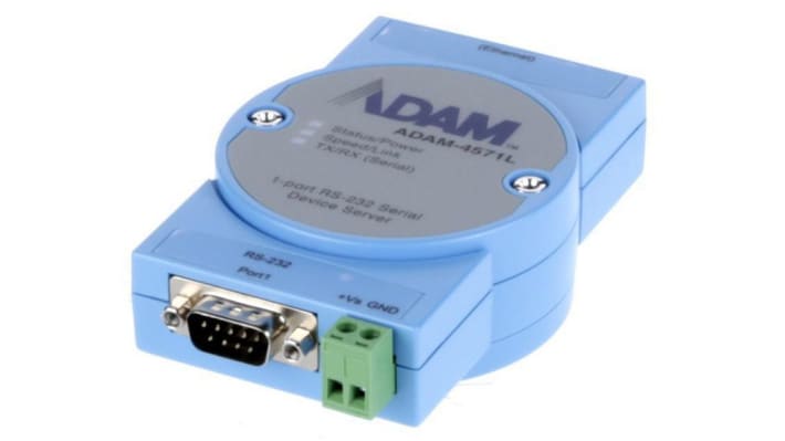 Advantech ADAM-4571L, gateway di comunicazione Ethernet, 1 porta RS232, montaggio a parete, 100 Mbps.