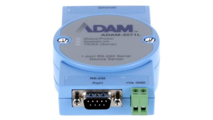 Advantech ADAM-4571L, gateway di comunicazione Ethernet, 1 porta RS232, montaggio a parete, 100 Mbps.