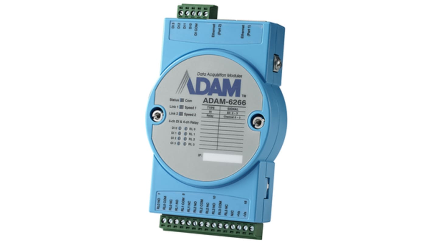 Modulo di uscita digitale Advantech ADAM-6266, 4 uscite a relè, Ethernet 10/100, supporto Modbus/TCP.