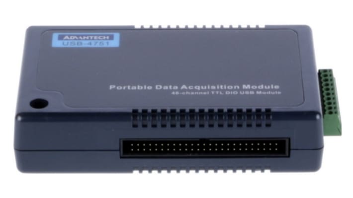 Modulo di ingresso digitale USB-4751 di Advantech, 48 canali TTL, alimentato tramite bus, montaggio su guida DIN.