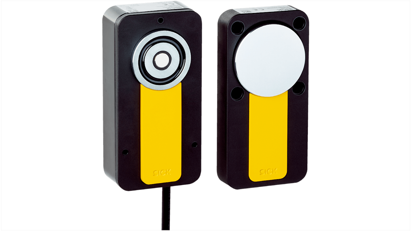 Interruttore di interblocco di sicurezza Sick MLP1, alimentazione 24V cc, grado di protezione IP67, dimensioni 120 x 60 x 38.5 mm.