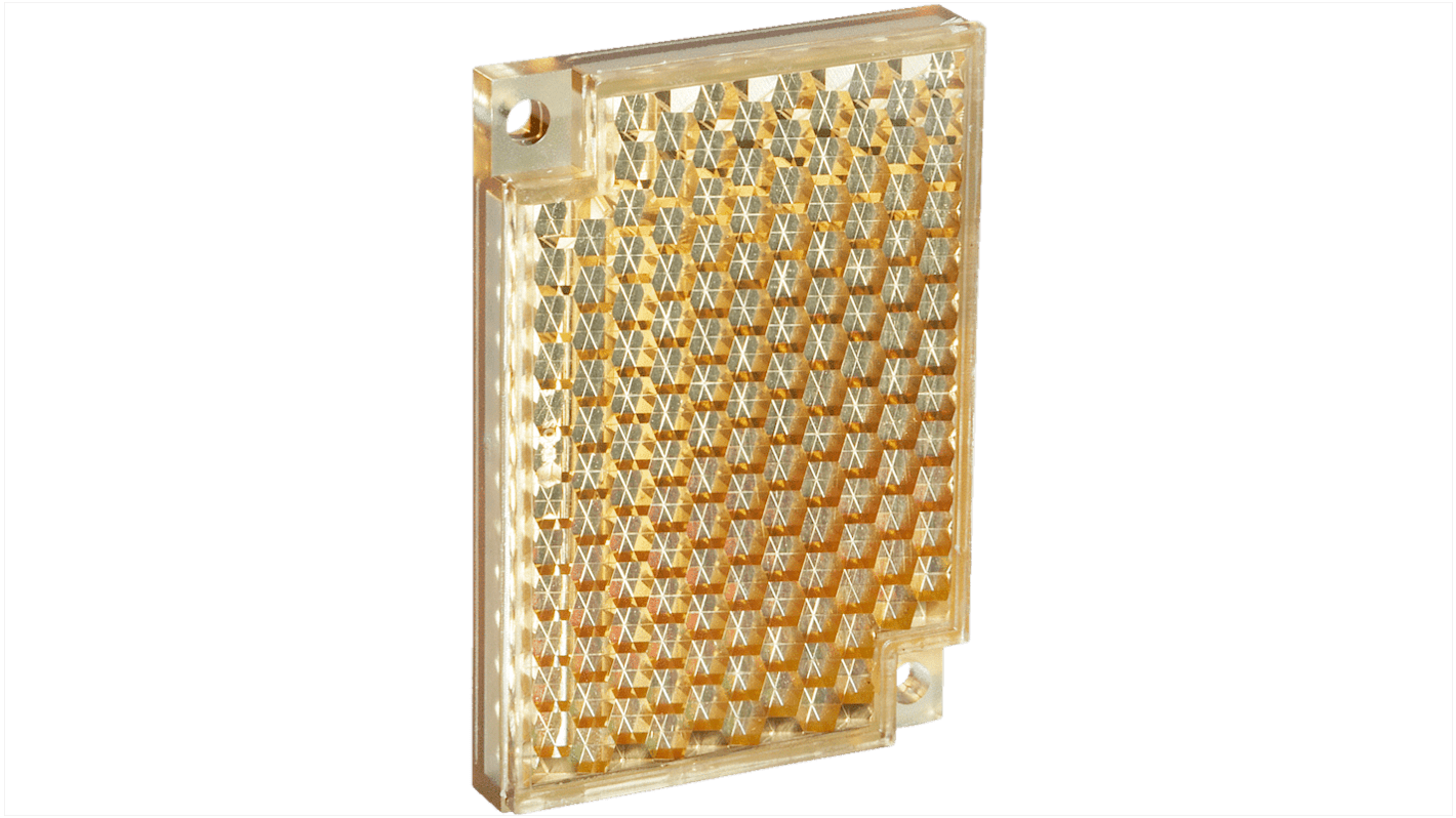 Riflettore Sick PL40B-CHEM rettangolare, attacco a vite M3, resistente a agenti chimici, operante da -20°C a +140°C.