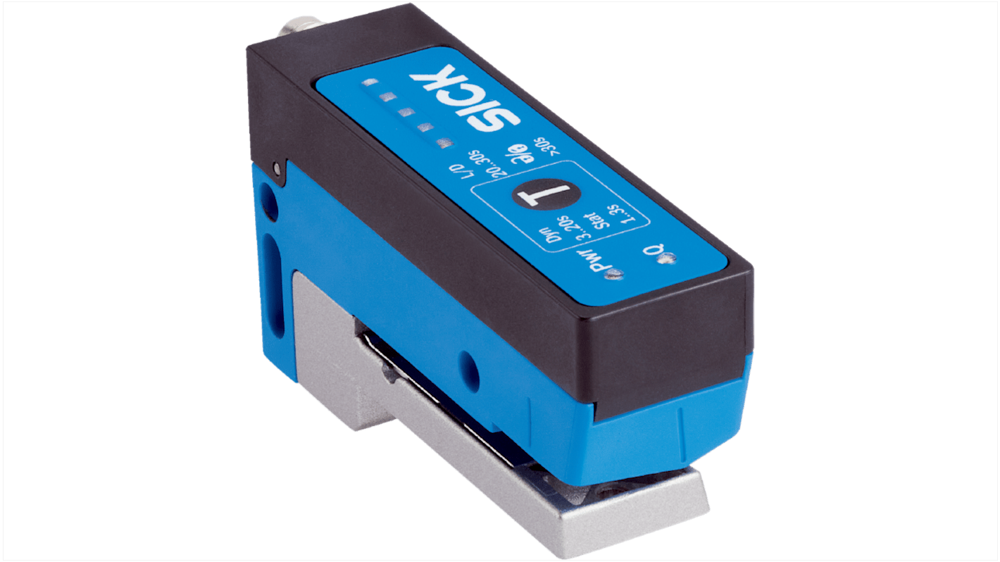 Sensore fotoelettrico a forcella Sick UFS3-37B417, rilevamento 2,6 mm, uscita PNP/NPN, IP65, temperatura -5°C/+55°C.