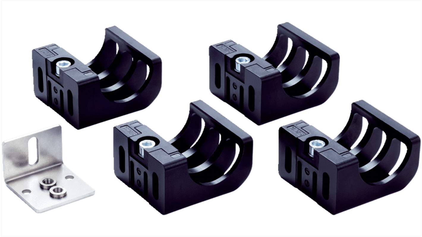 Staffa Sick BEF-1SHABPKU4-SET2 per montaggio di sensori di prossimità, in plastica, con supporto angolare e 4 x Flex Fix.