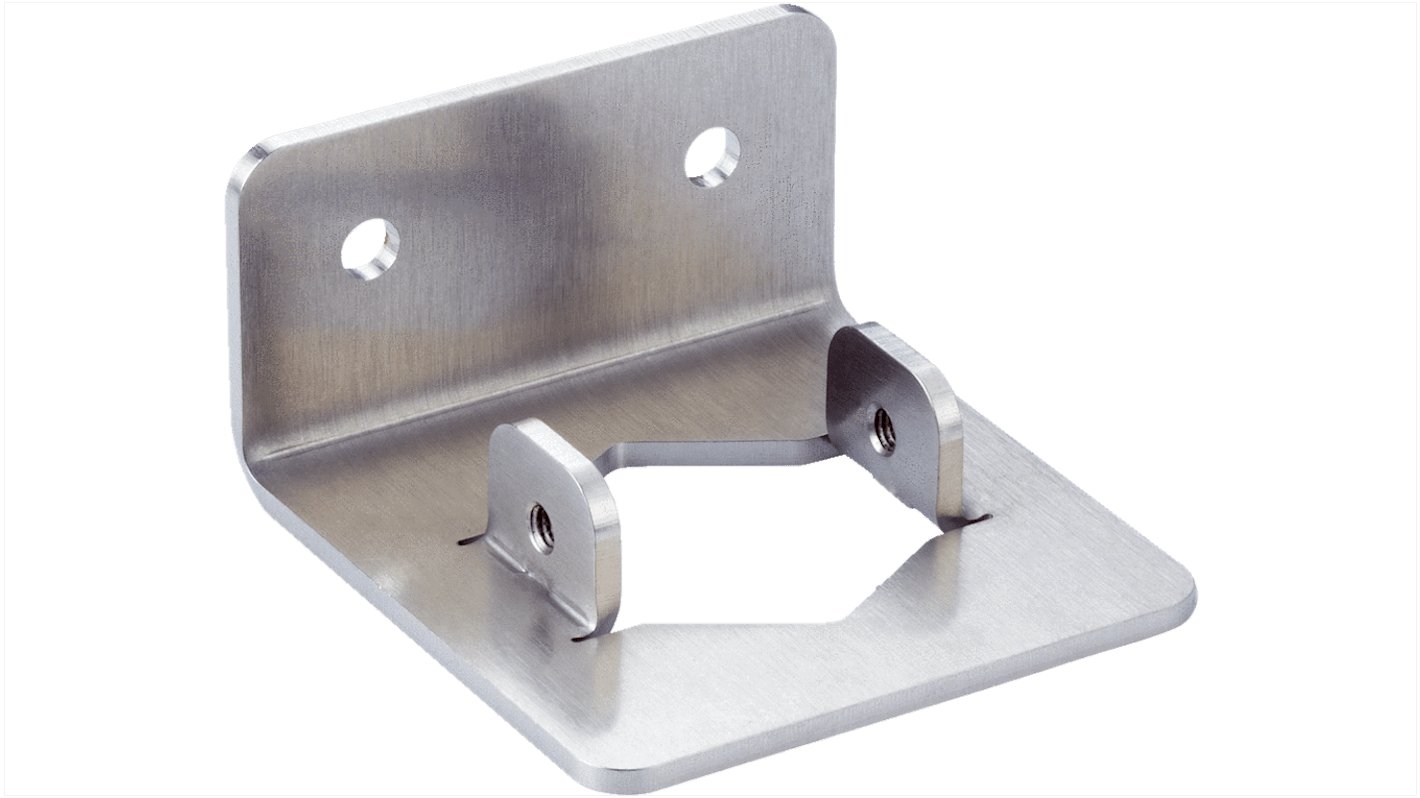 Supporto per sensori Sick BEF-FL-304LFP-HLDR in acciaio inox, progettato per il montaggio di staffe e piastre.