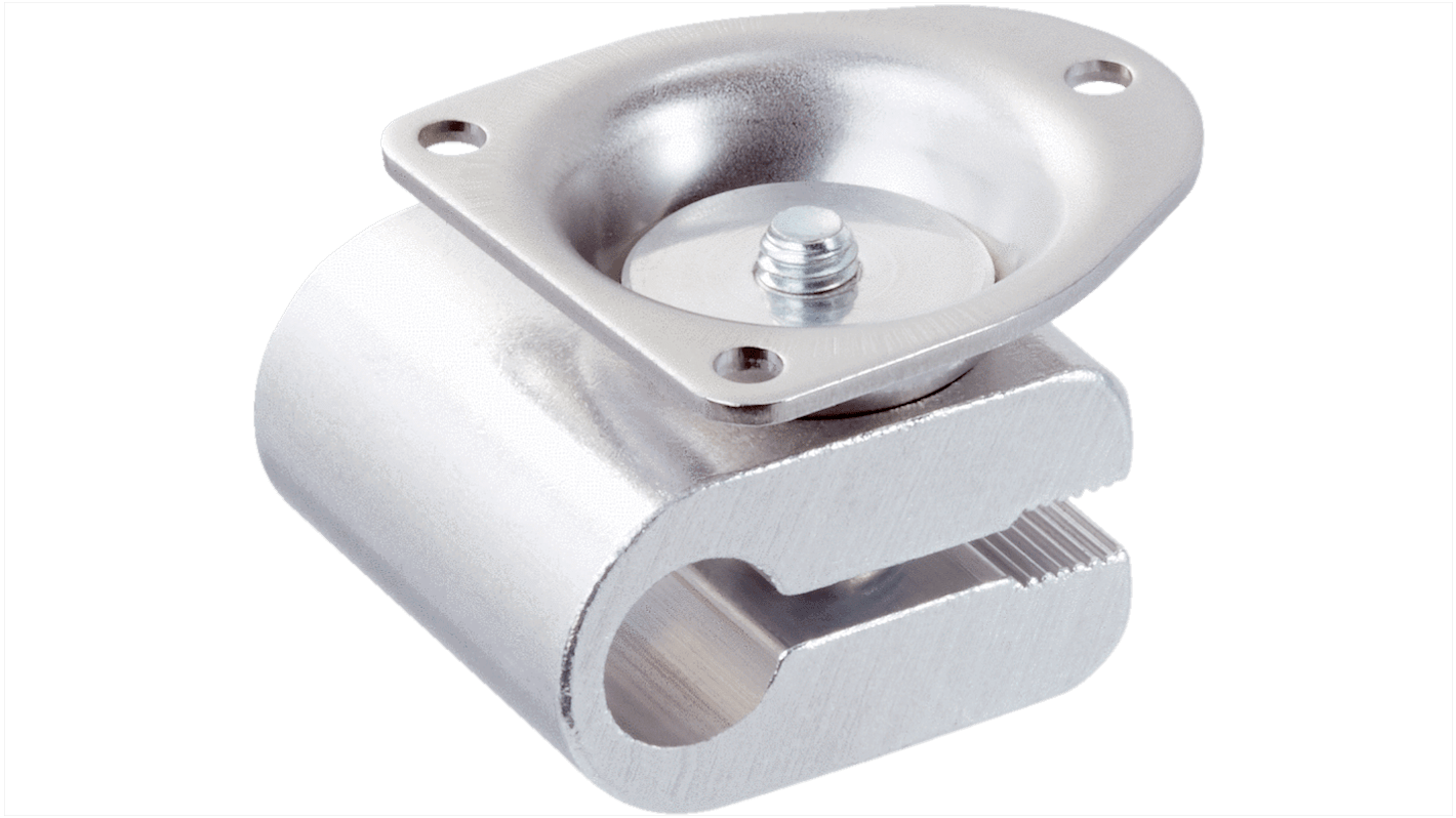 Sistema di morsetti universali Sick BEF-KHS-IS12G6 per sensori G6 su aste di 12 mm, in alluminio e acciaio inox. Fissaggio su pareti fino a 4 mm.