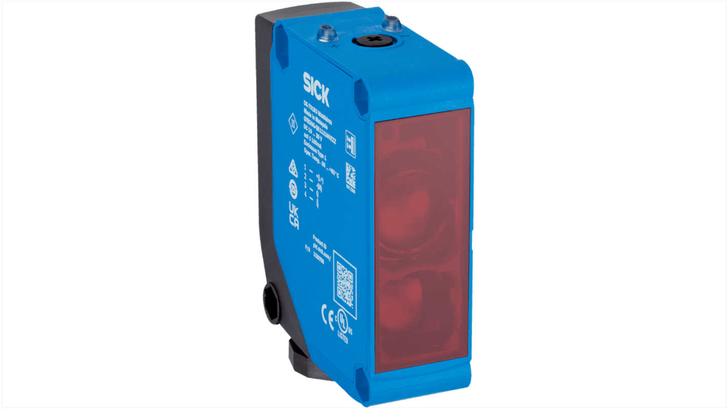 Sensore fotoelettrico rettangolare Sick GTE20M-QK111170ZZZ, rilevamento fino a 3,5 m, grado di protezione IP67, alimentazione CC/CA.