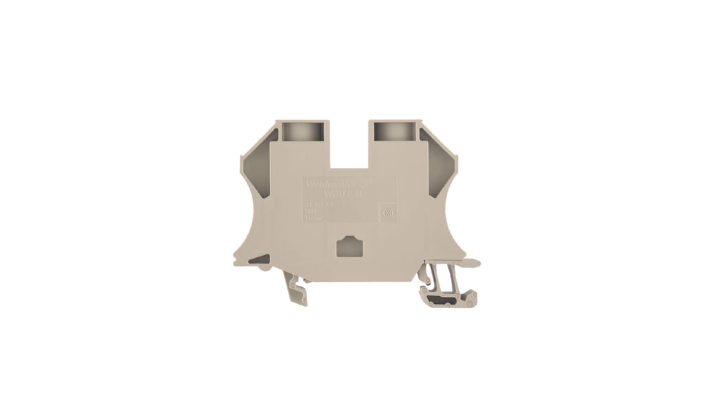 Morsettiera passante Weidmüller 1040400000 in Wemid beige scuro, livello singolo, classe di infiammabilità UL 94 V-0. Ideale per unire conduttori isolati.