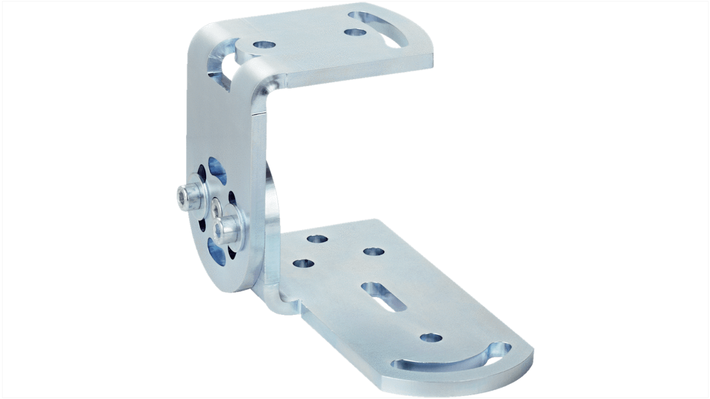 Staffa di montaggio Sick 2046822 per cappuccio a specchio, design articolato per regolazione flessibile e posizionamento preciso.