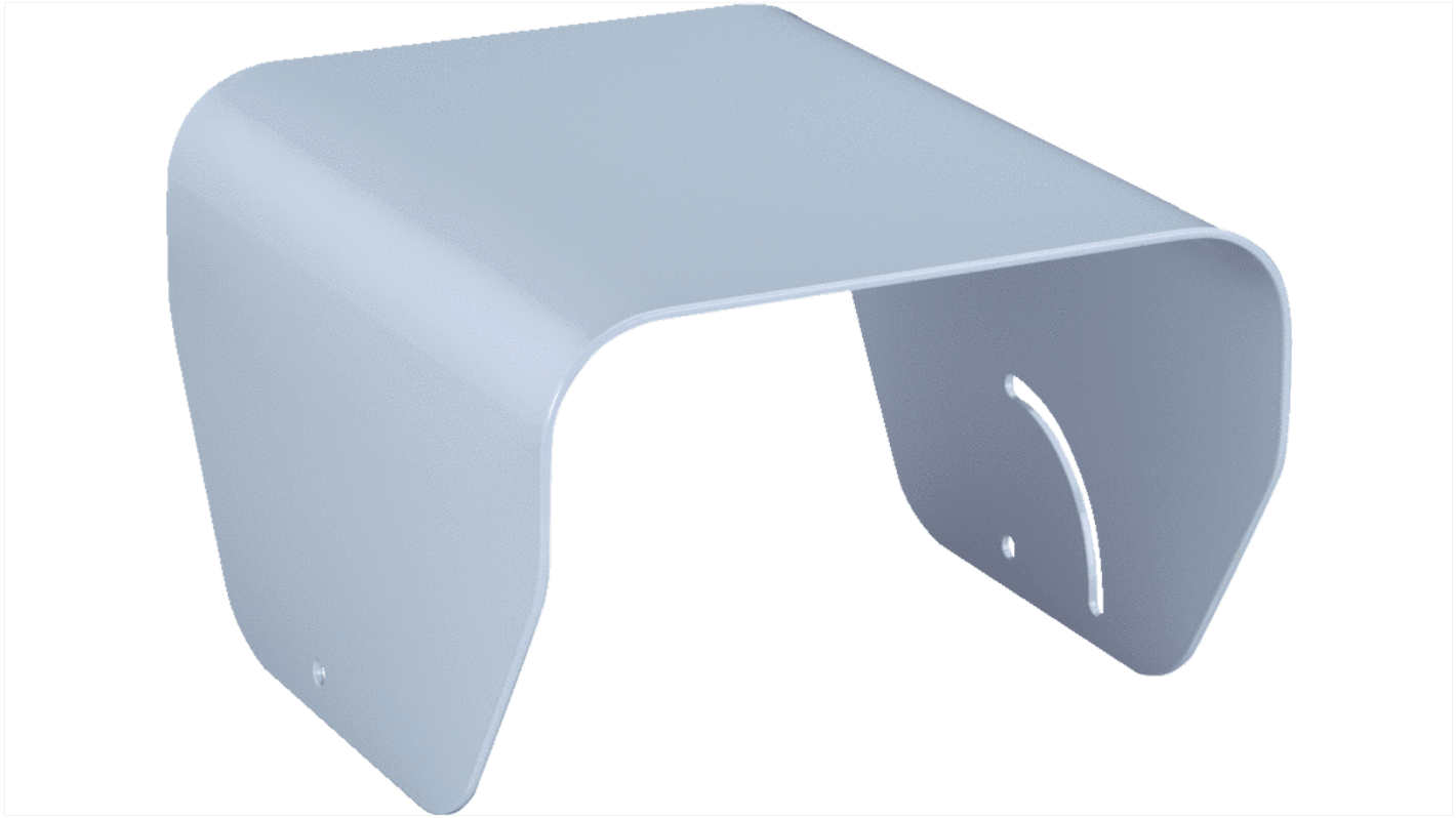 Accessorio di protezione Sick 2087695 in alluminio, montaggio verticale, con copertura antipioggia e coperchio ripiegabile.