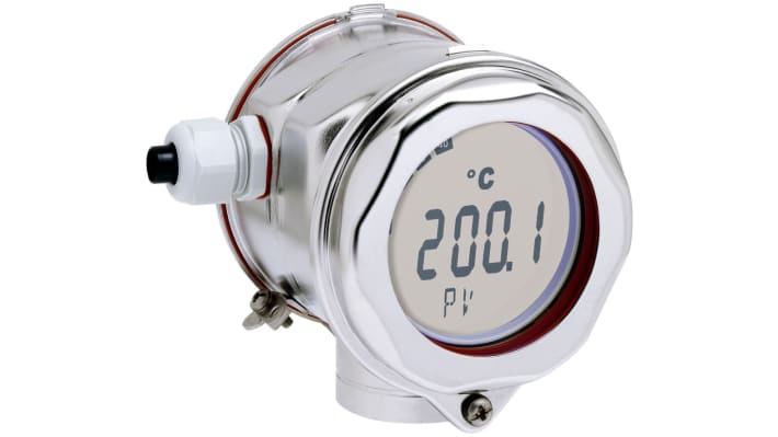 Trasmettitore di temperatura Endress+Hauser TMT162-E222AAABA, ingresso mV, RTD, uscita 4-20 mA, display retroilluminato.