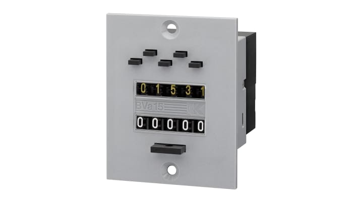 Contatore analogico Kübler 2100210066, 5 cifre, alimentazione 230 V, robusto, per ambienti industriali, frequenza max 18Hz.