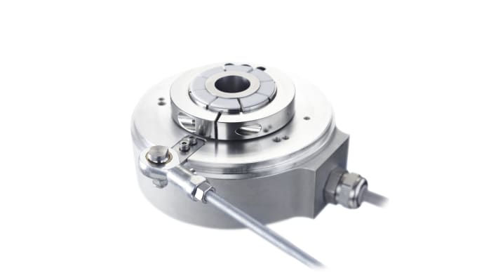 Encoder incrementale Kübler 8.A02H.5A3E.0512, 512 impulsi, rotazione 6000 giri/min, albero 30 mm, design robusto.