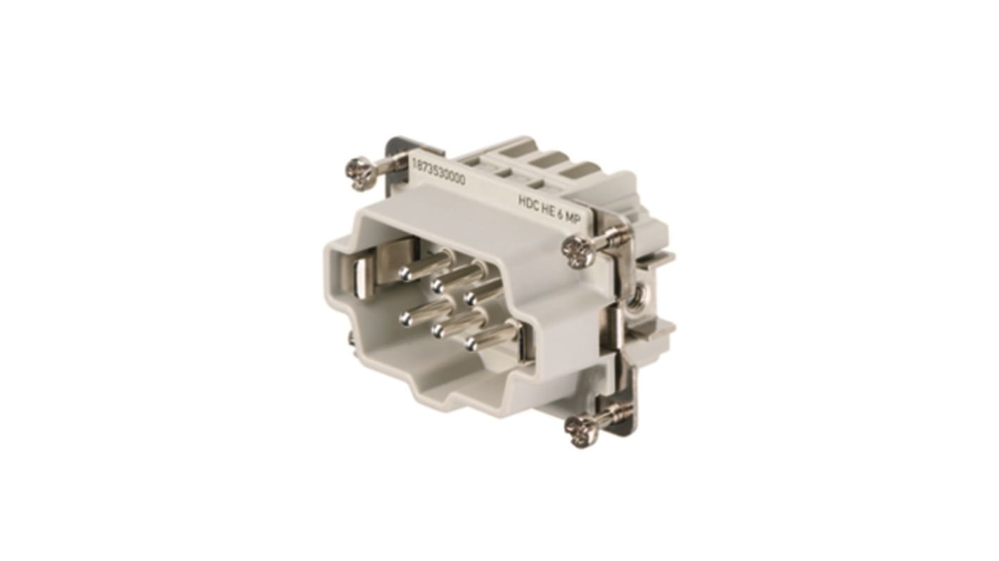 Weidmüller 1873530000 Inserto di contatto Maschio HE 24A 6 vie UL 94 V-0 per connettori industriali. -40 a 125 °C, conforme RoHS.