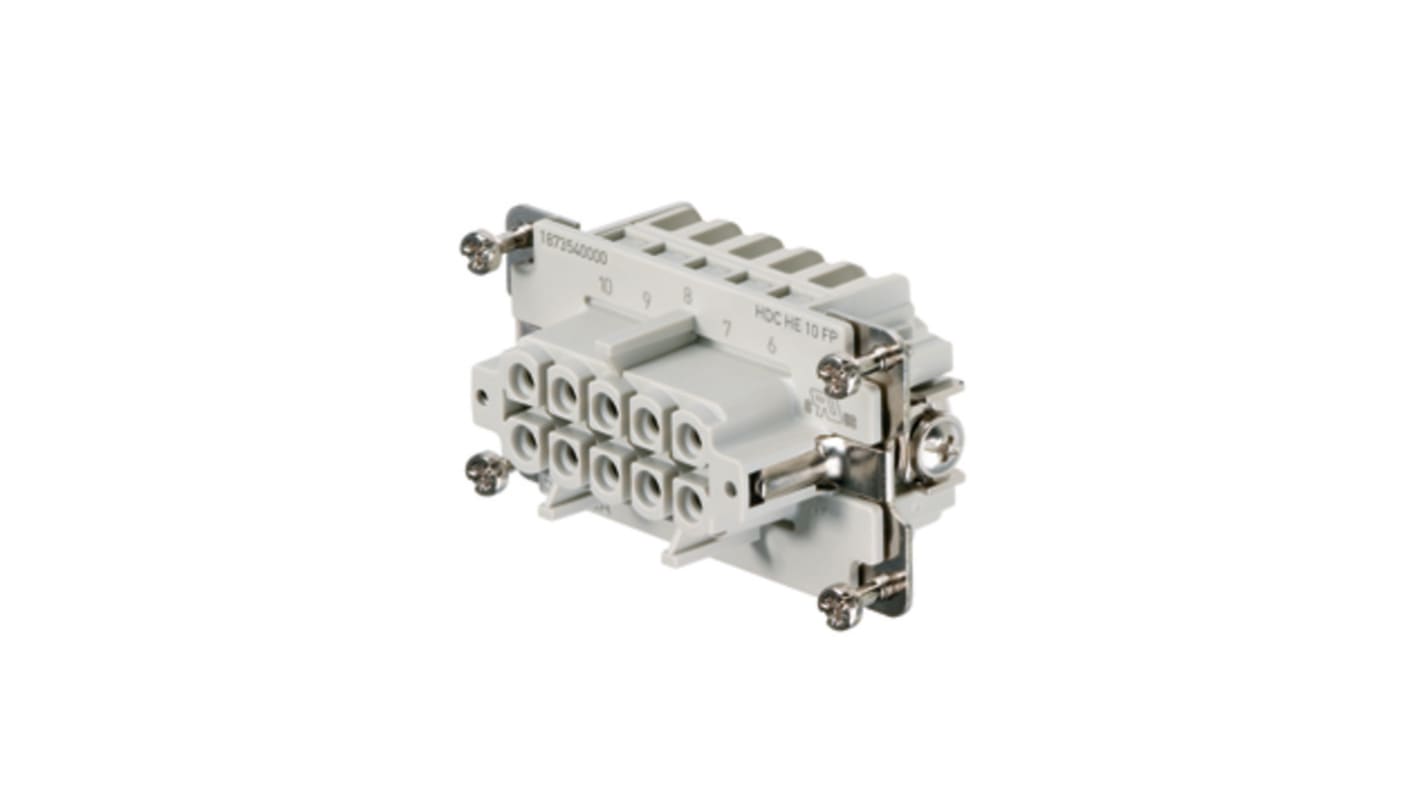 Weidmüller - 1873540000 Inserto di contatto femmina serie HE 16A 10 vie UL 94 V-0, -40/+125 °C, RoHS conforme. Per connettori plug-in industriali.