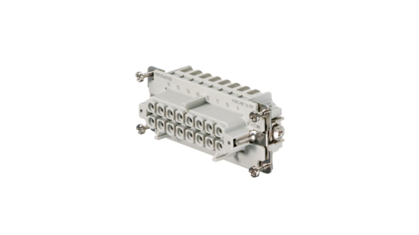 Weidmüller 1873560000 Inserto di contatto Femmina serie HE 16A 16 vie UL 94 V-0 -40 a 125 °C RoHS - Connettore plug-in industriale resistente e conforme alle normative.