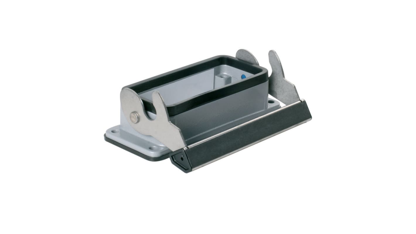 Alloggiamento HDC Weidmüller 1209700000 con protezione IP65, resistenza agli urti e interblocco in acciaio inossidabile. Temperatura operativa da -40 a 125 °C.