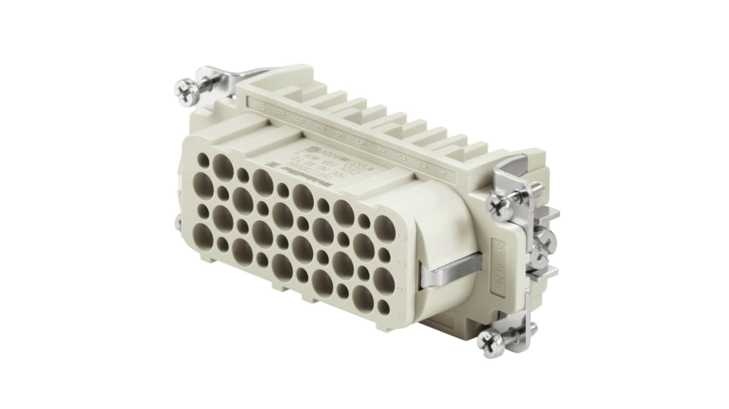 Inserto contatto Weidmüller Femmina HD 10A 40V UL 94 V-0 - Codice 1601730000. Resistente da -40 a 125 °C, conforme RoHS. Ideale per connettori industriali.