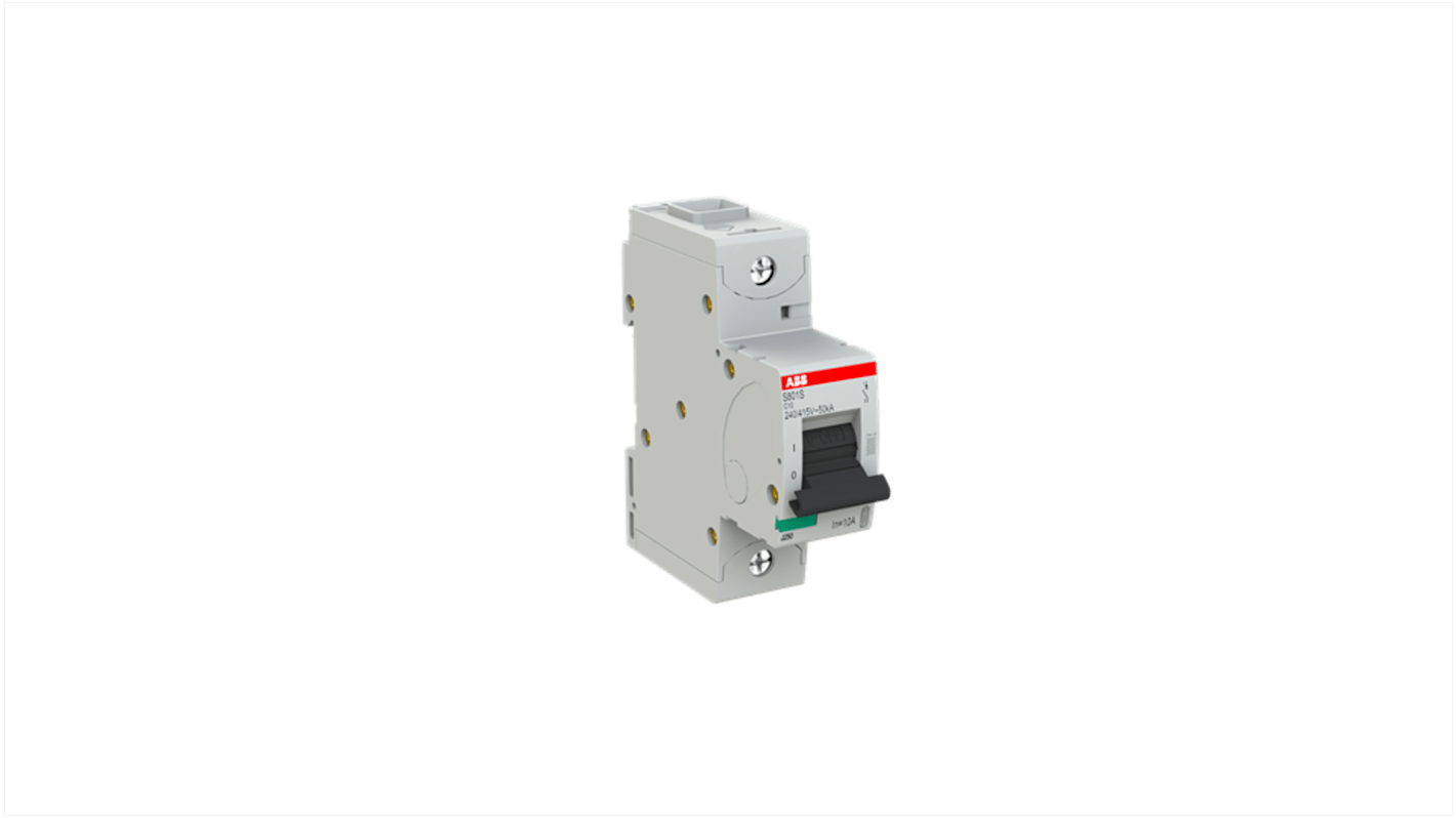 Interruttore automatico unipolare ABB 2CCS861001R0104, 10A, Tipo C, per protezione da sovraccarico e cortocircuito, 400V.